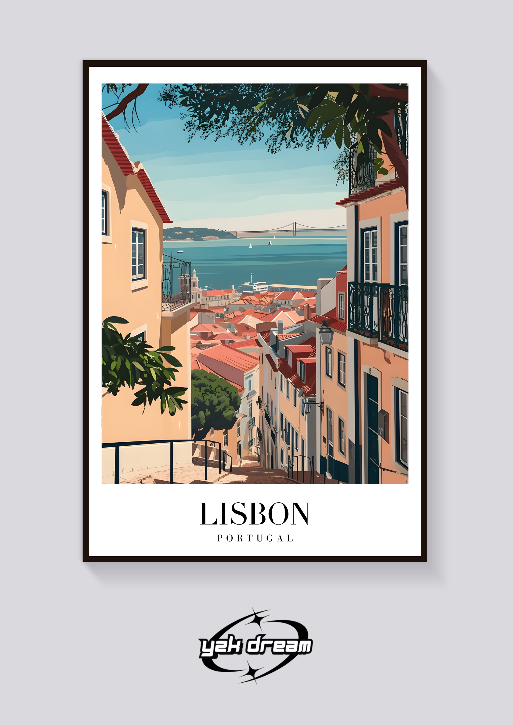 Lisbon Rooftops Vintage Poster