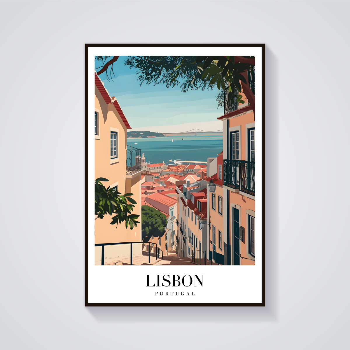 Lisbon Rooftops Vintage Poster