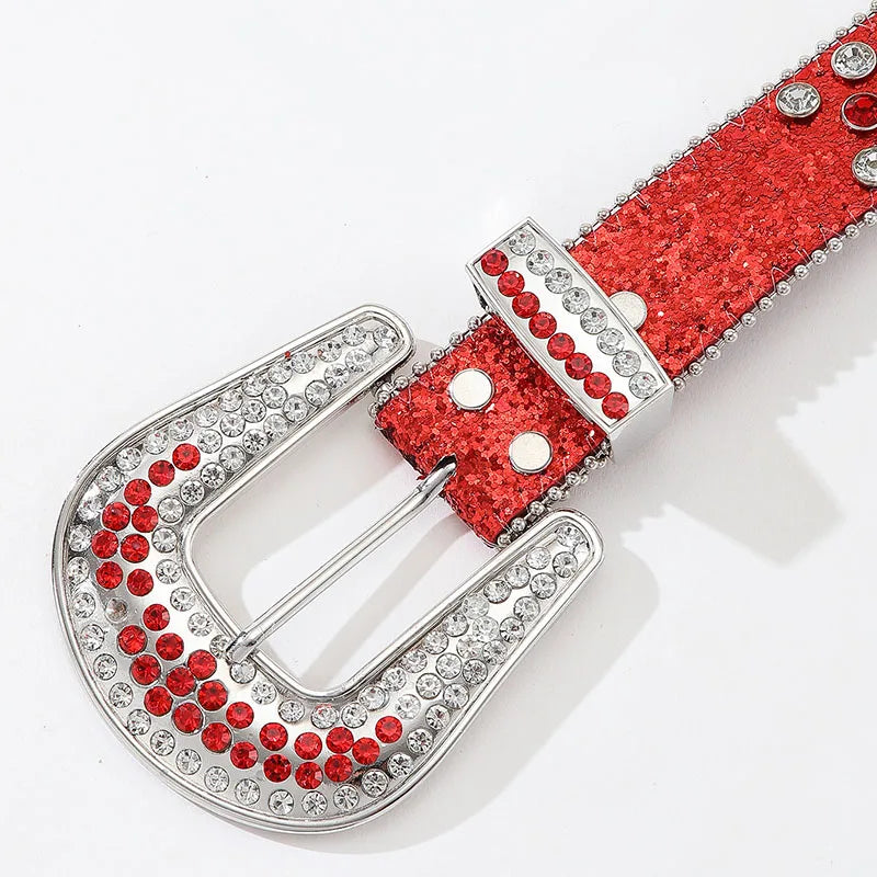 Luxury Rhinestone Y2K Faux Leather Belt