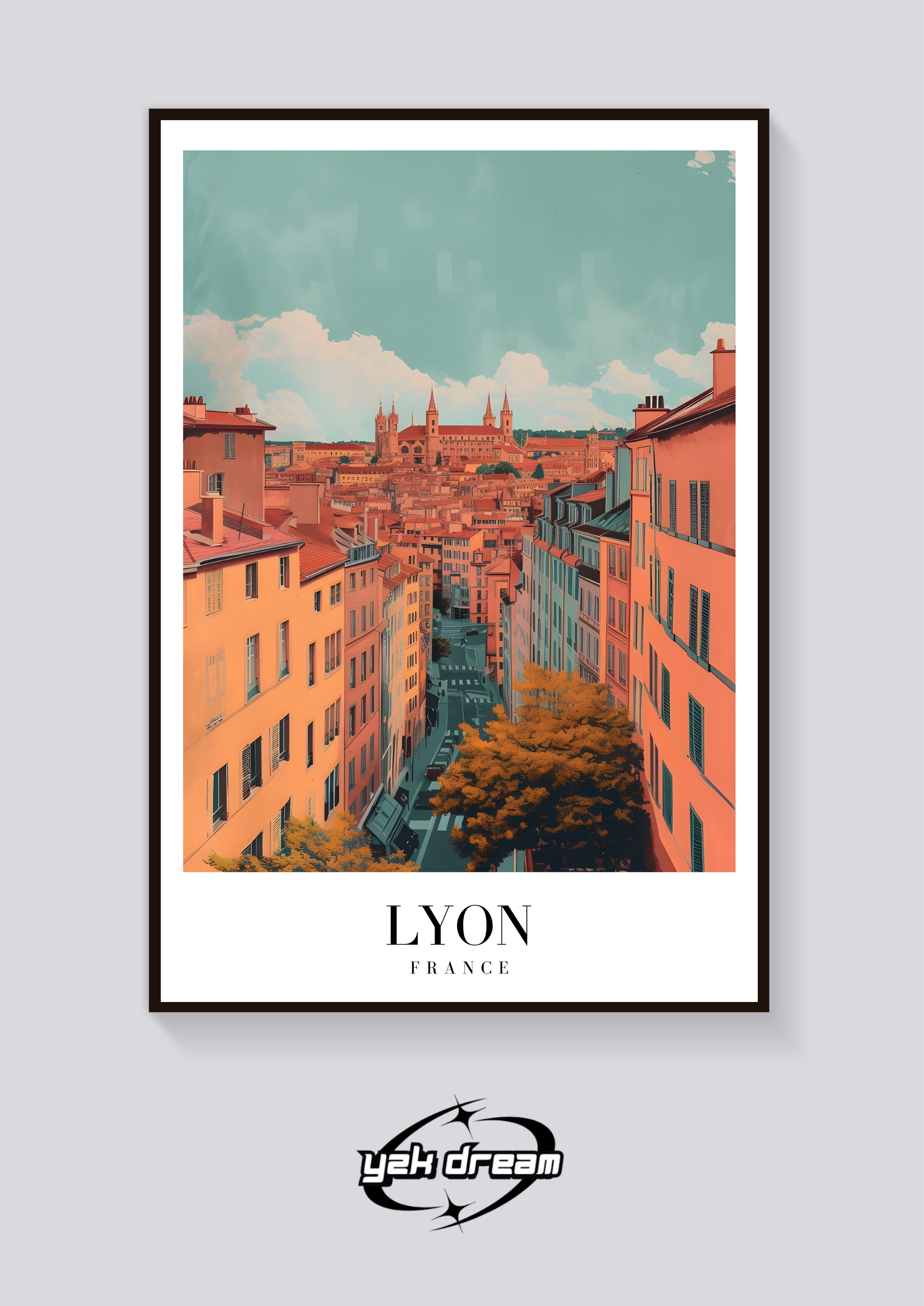 Lyon Street View Vintage Poster