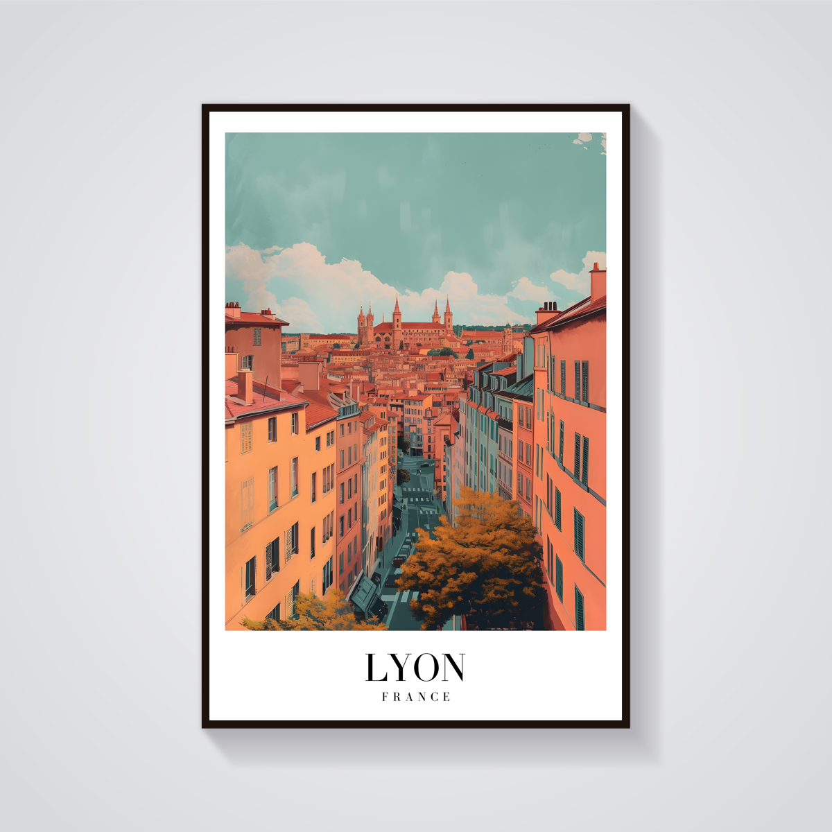 Lyon Street View Vintage Poster