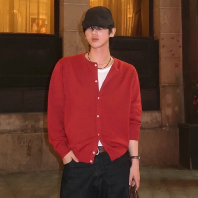 Mens Y2K Button Up Cardigan Sweater