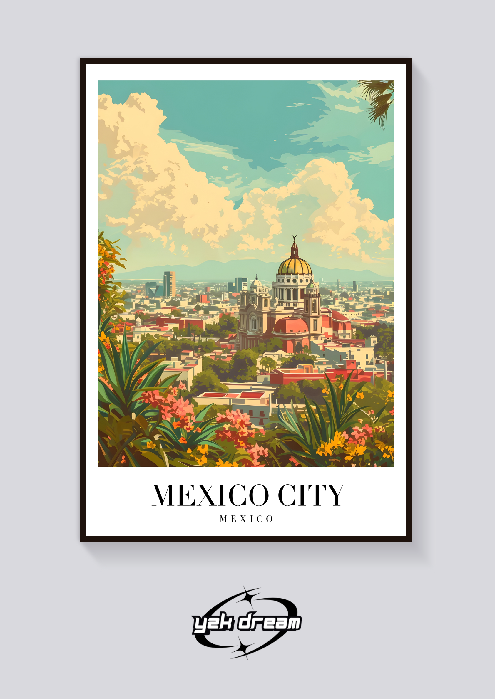 Mexico City Cathedral Vintage Poster