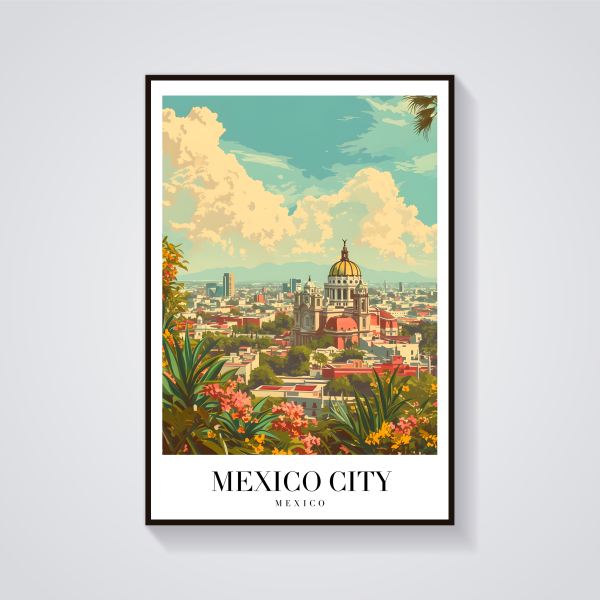 Mexico City Cathedral Vintage Poster