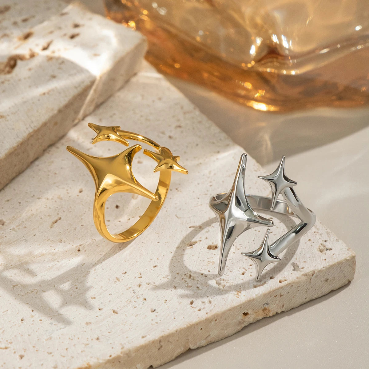 Minimalist Y2K Metal Star Open Ring