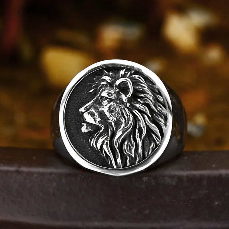 Octagonal Lion Signet Ring