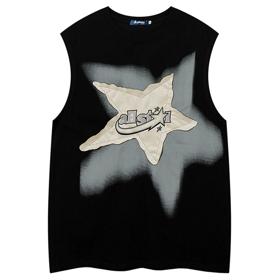 Oversized Star Patchwork Y2K Tank Top