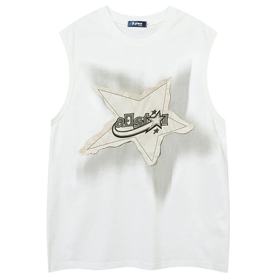 Oversized Star Patchwork Y2K Tank Top