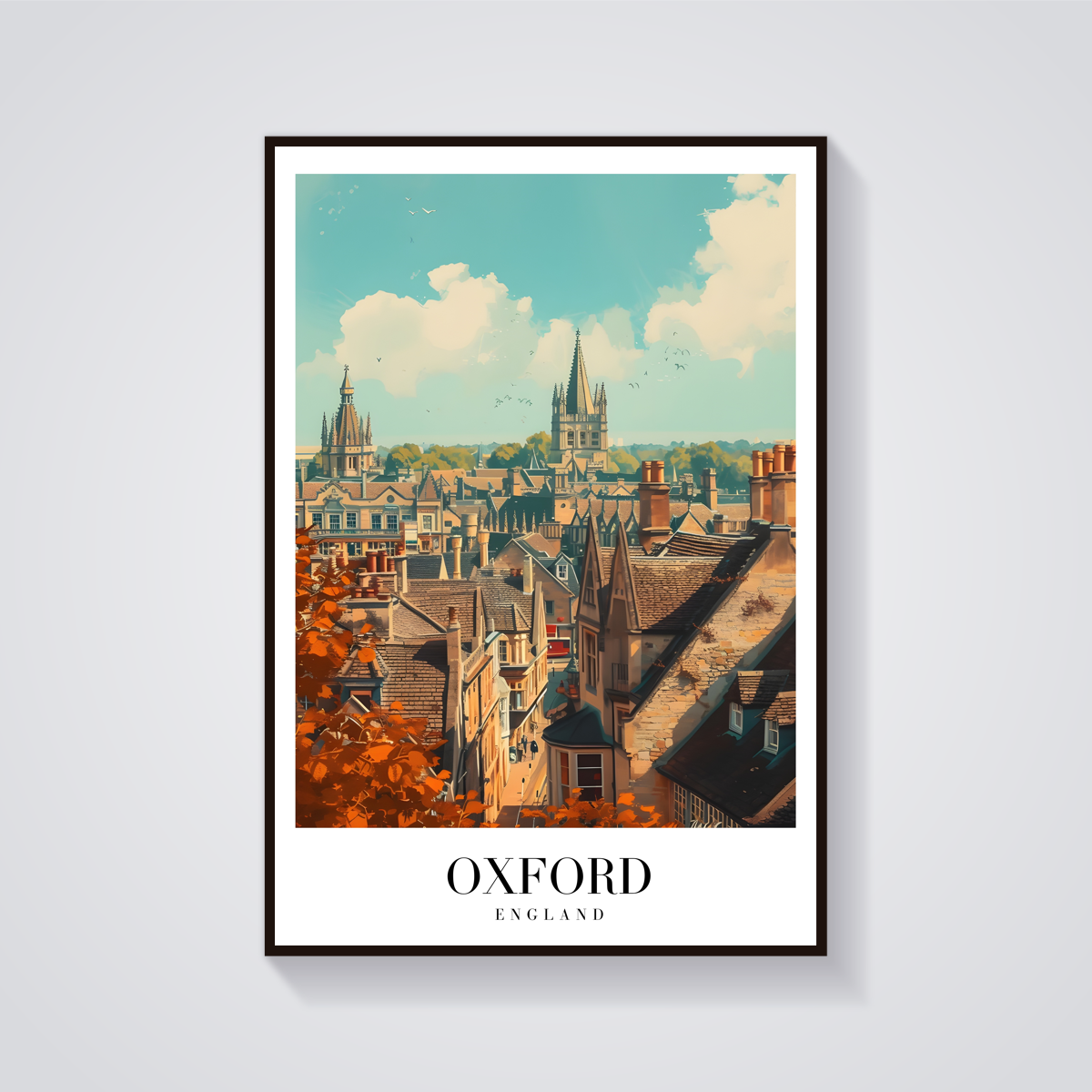 Oxford Rooftops Vintage Poster