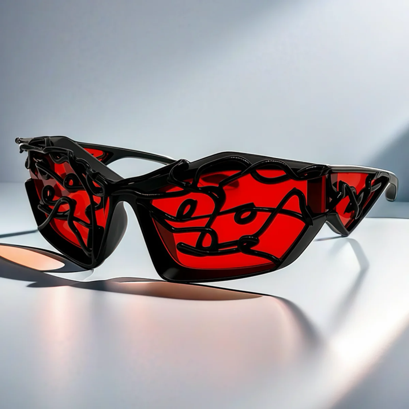 Personalised Lines Y2K Futuristic Sunglasses