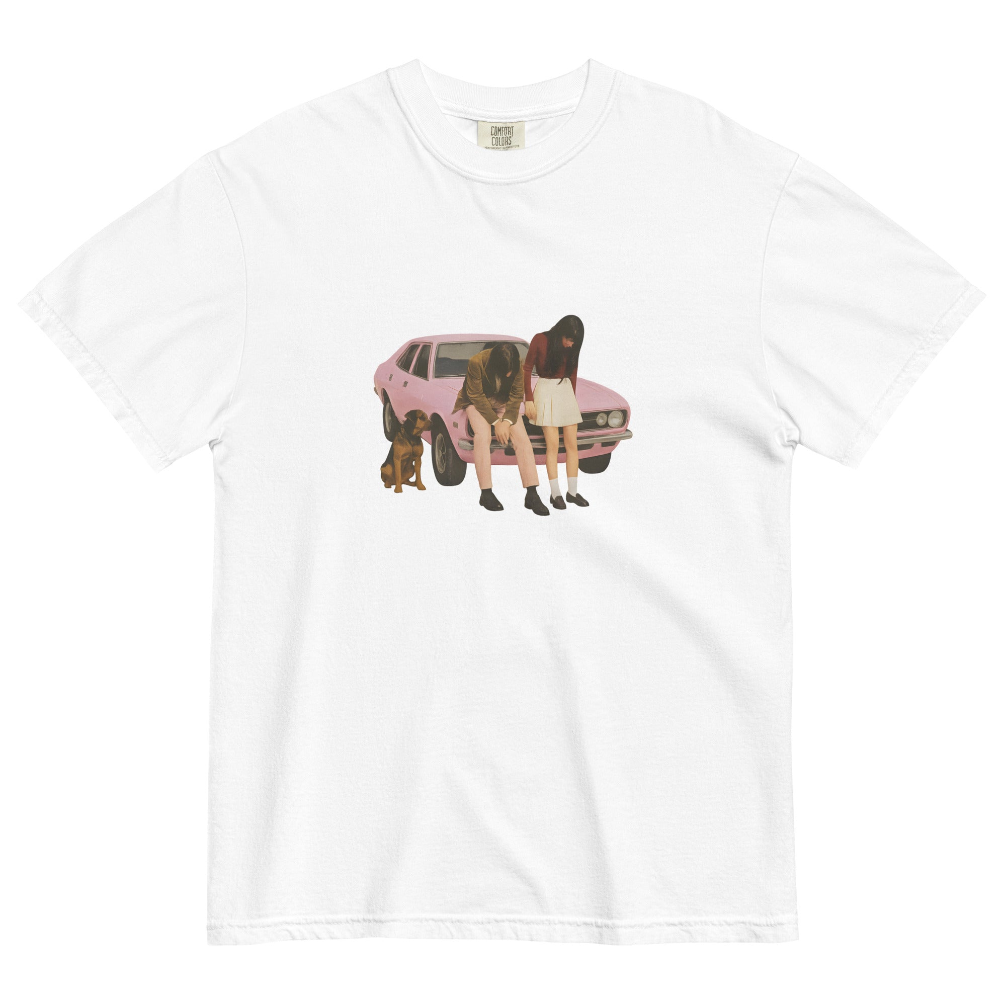 Pink Classic Car Graphic Heavyweight T-Shirt
