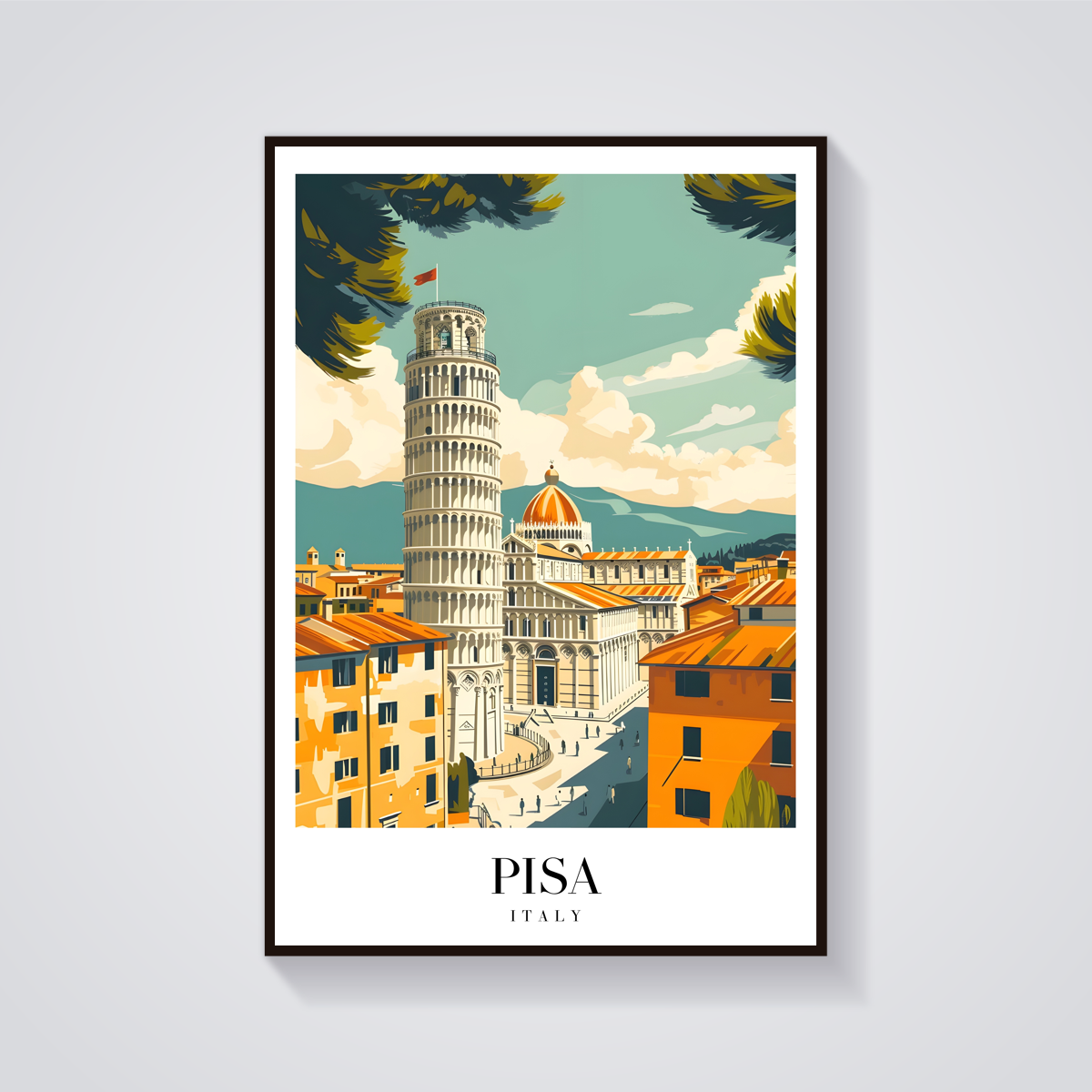 Pisa Leaning Tower Vintage Poster