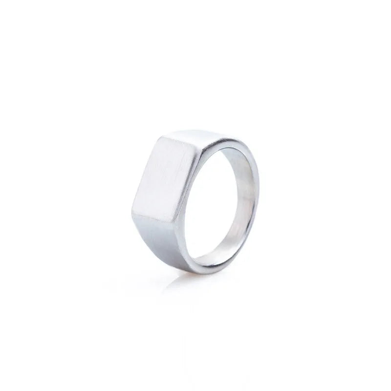 Plain Slim Rectangle Signet Ring