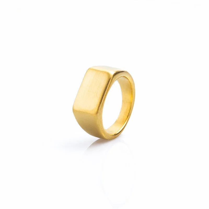 Plain Slim Rectangle Signet Ring