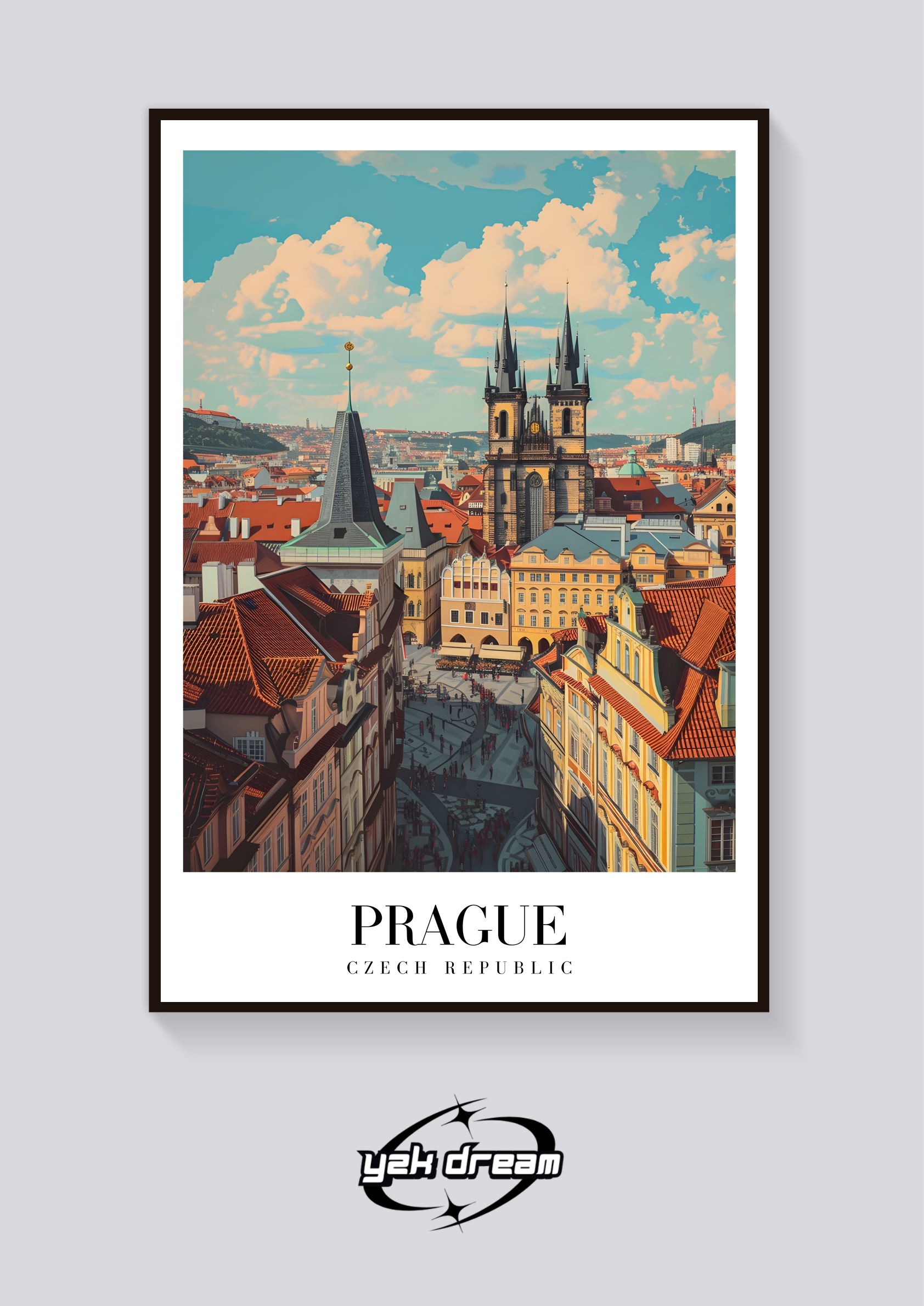 Prague Tyn Church Vintage Poster