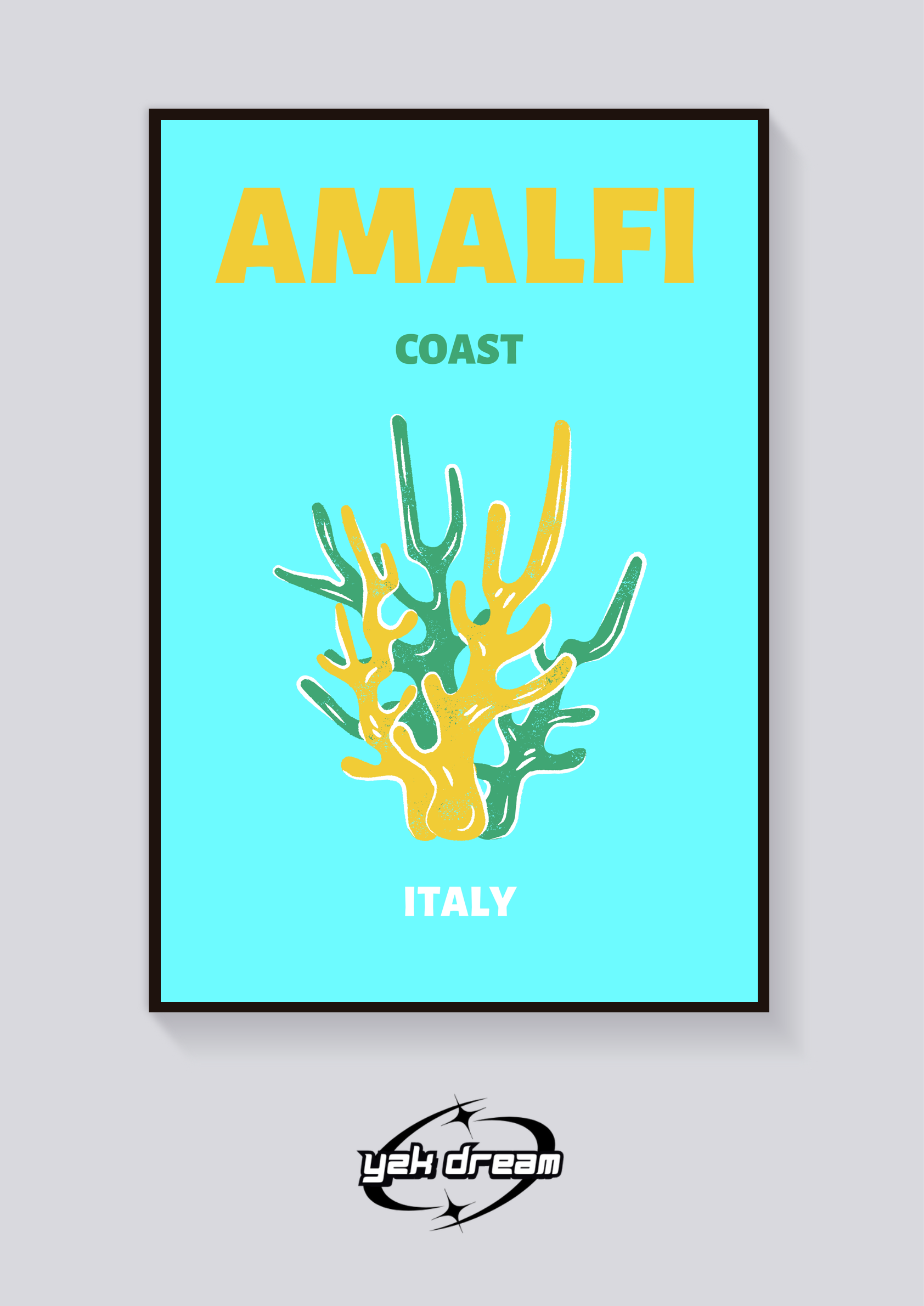 Preppy Amalfi Coast Coral Poster