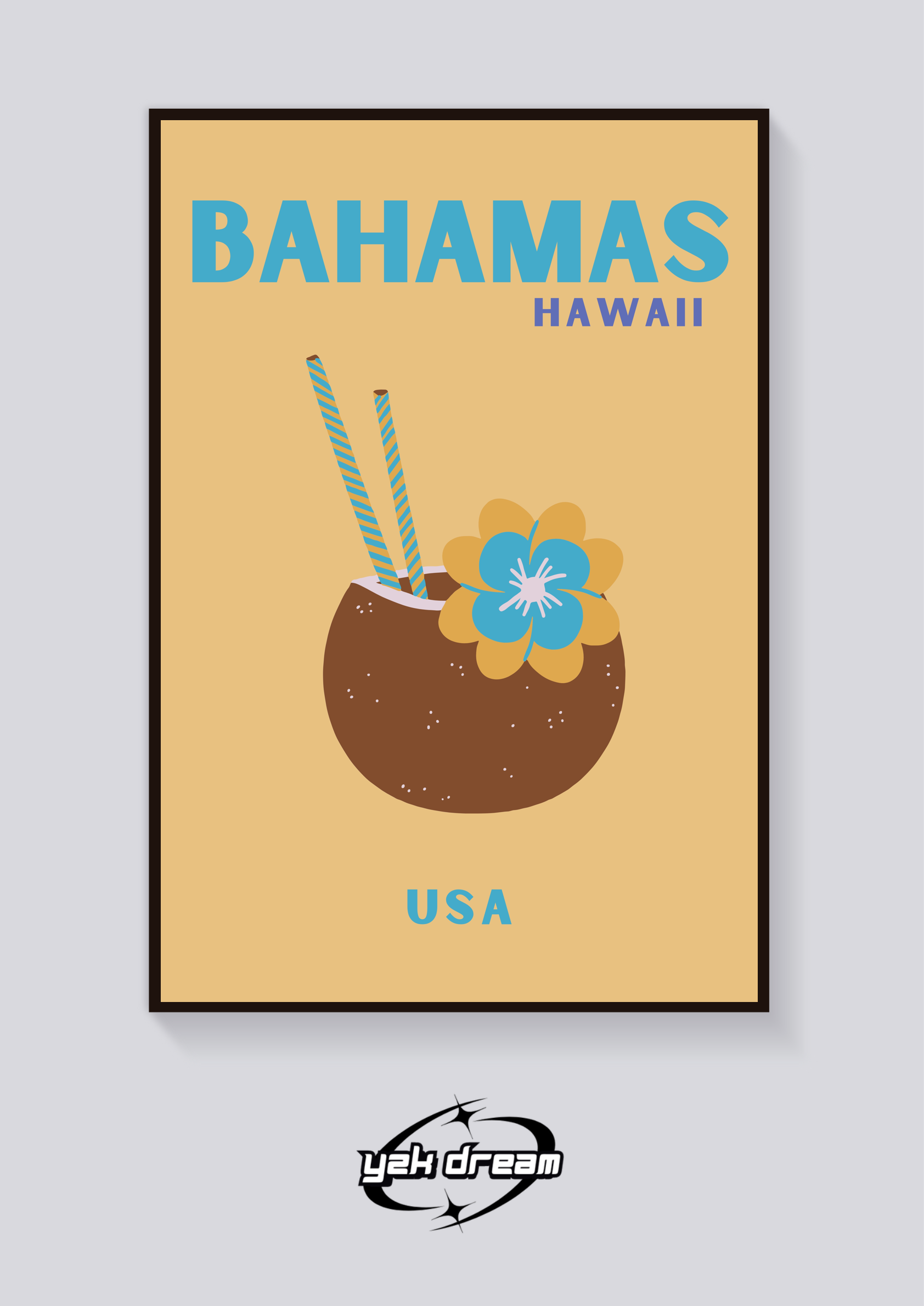 Preppy Bahamas Hawaii Coconut Cocktail Poster