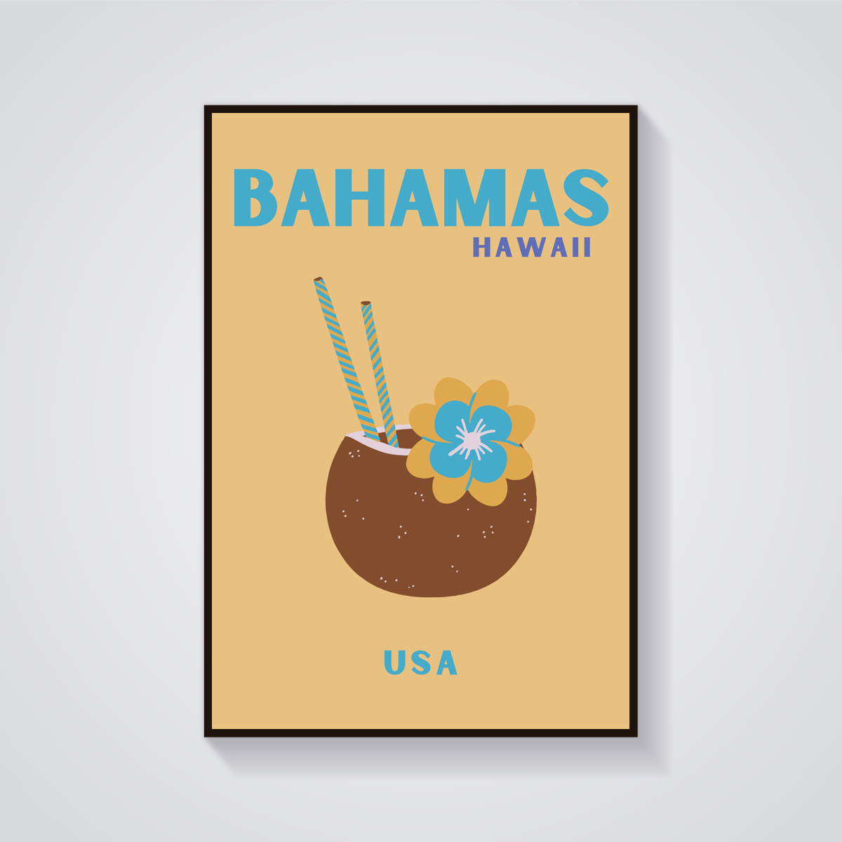 Preppy Bahamas Hawaii Coconut Cocktail Poster