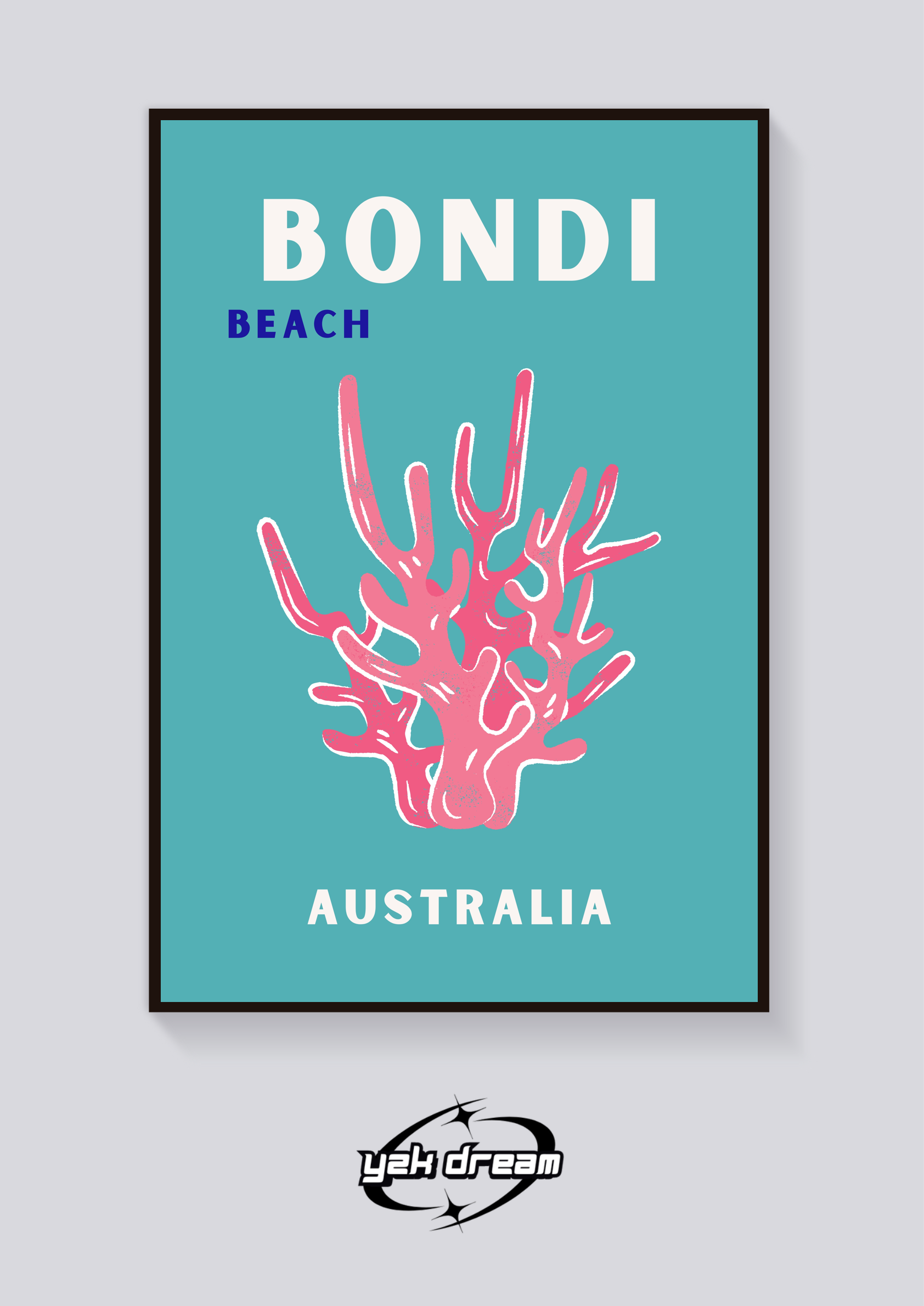 Preppy Bondi Beach Coral Poster