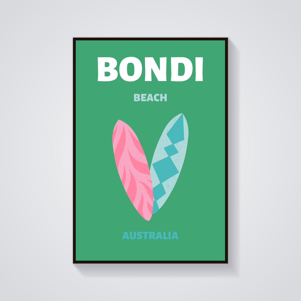 Preppy Bondi Beach Surfboard Poster