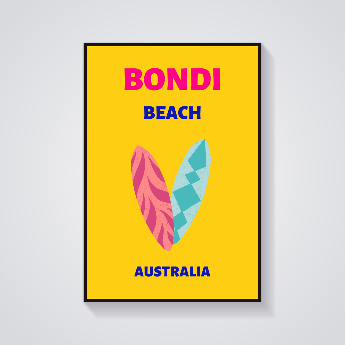 Preppy Bondi Beach Surfboards Poster