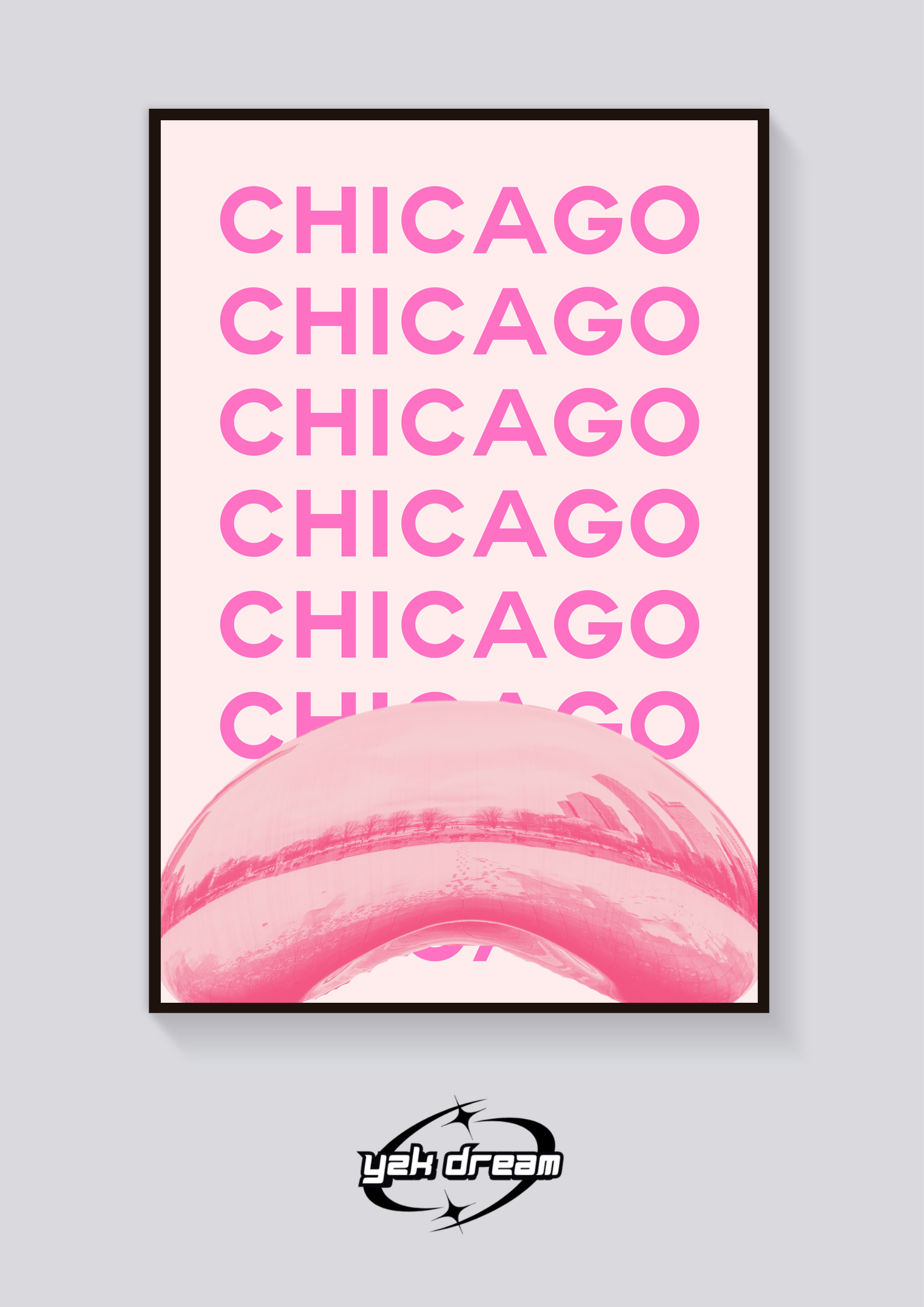 Preppy Chicago Bean Pink Poster