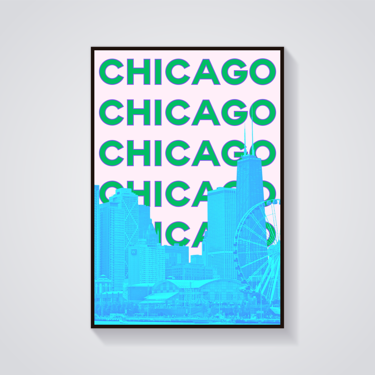 Preppy Chicago Skyline Destination Poster