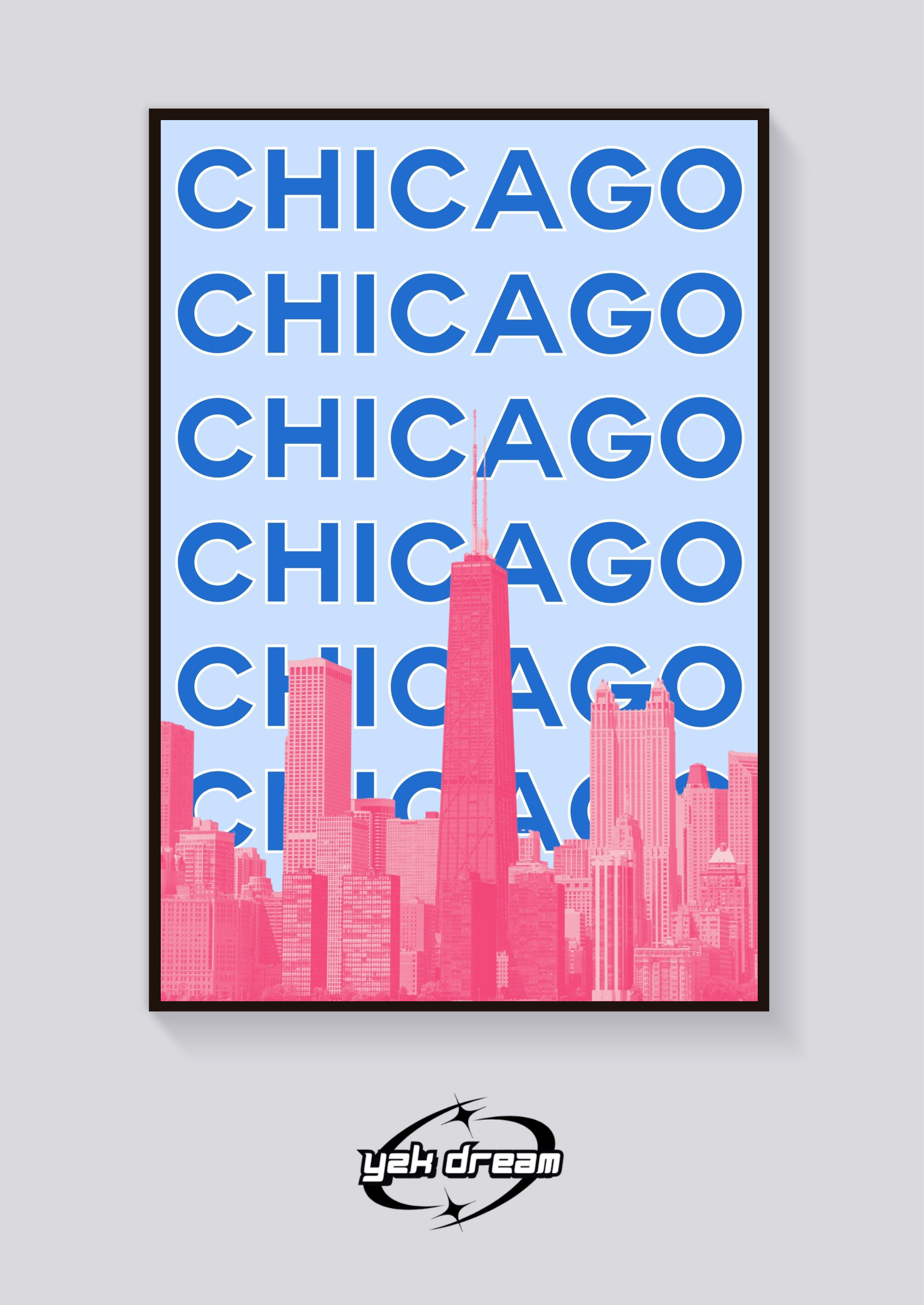 Preppy Chicago Skyline Typographic Poster