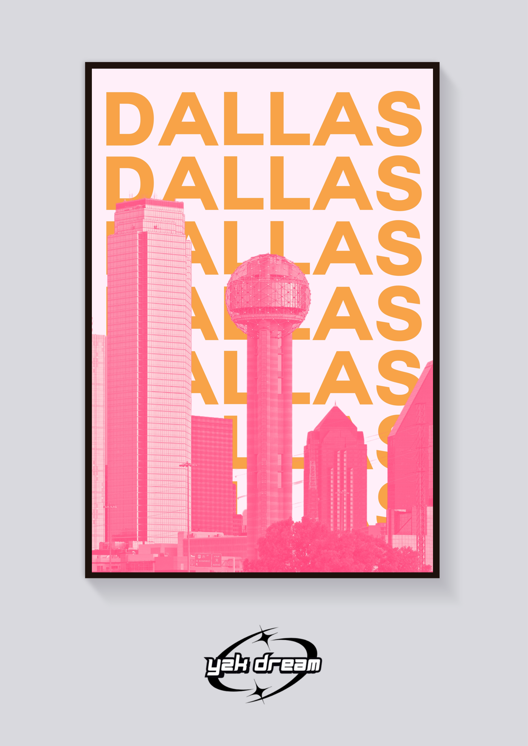 Preppy Dallas Skyline Aesthetic Poster