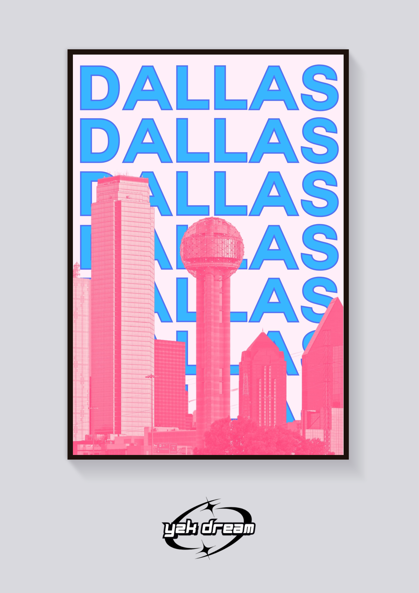 Preppy Dallas Skyline Poster