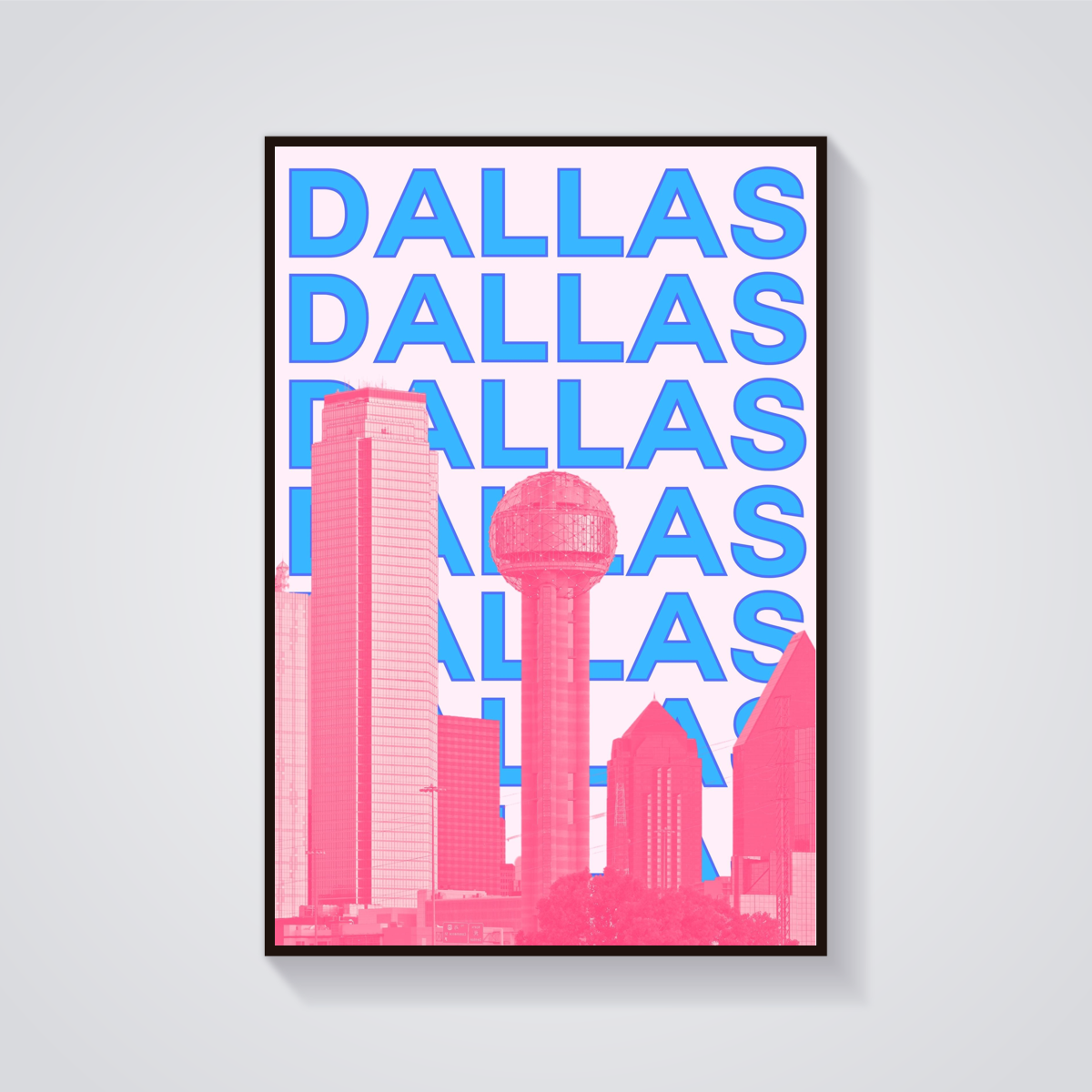 Preppy Dallas Skyline Poster