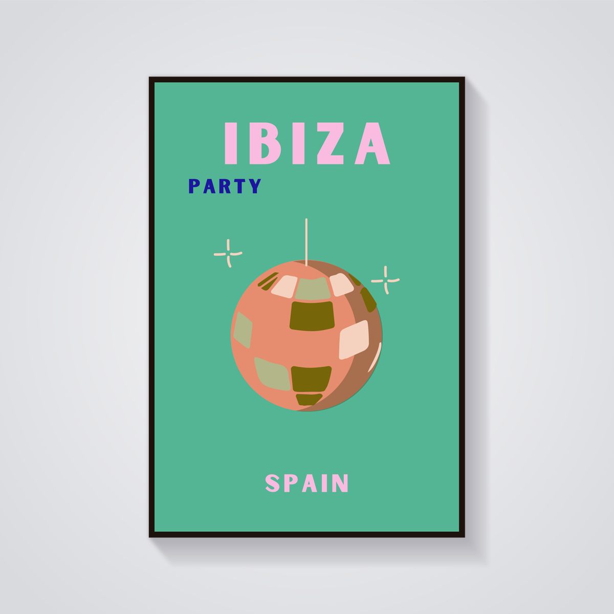 Preppy Ibiza Disco Ball Poster