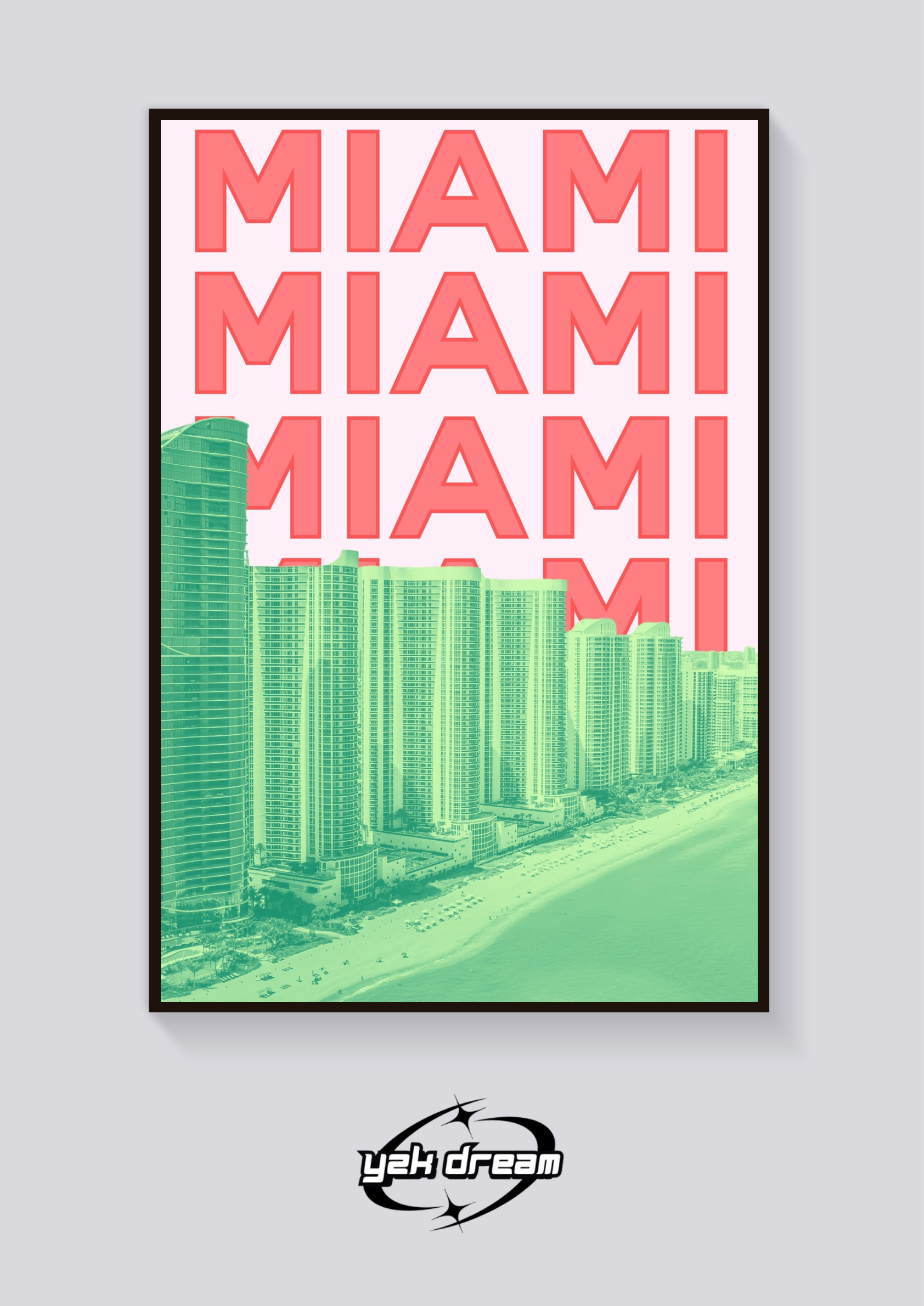 Preppy Miami Beach Skyline Poster