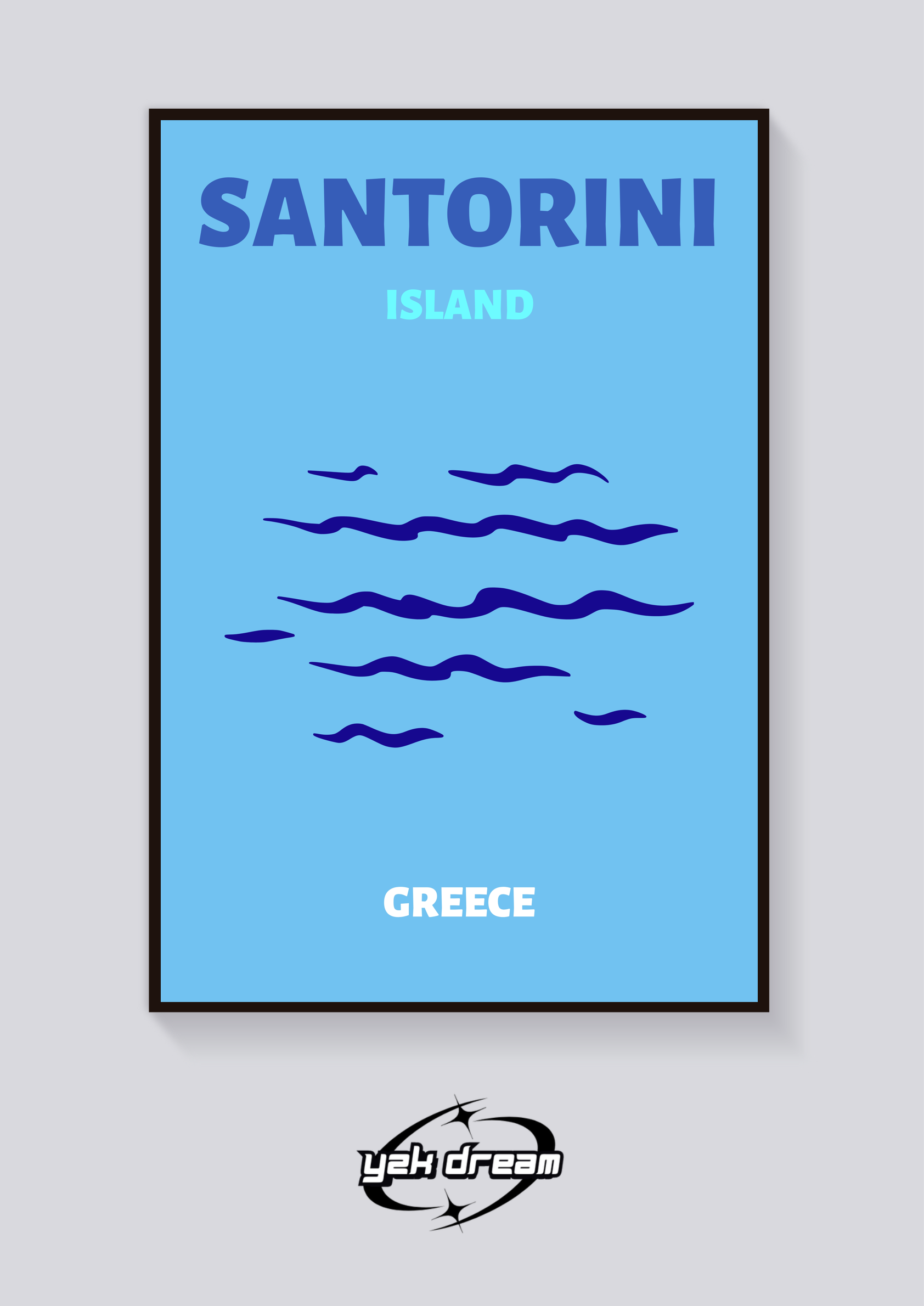 Preppy Santorini Island Waters Poster