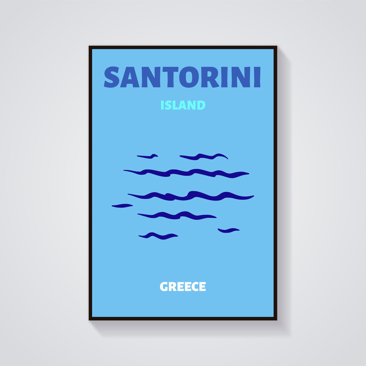 Preppy Santorini Island Waters Poster