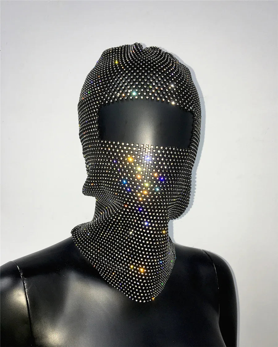 Rave Y2K Sparkly Rhinestone Diamond Balaclava Hat