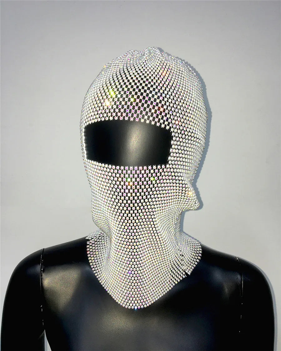Rave Y2K Sparkly Rhinestone Diamond Balaclava Hat
