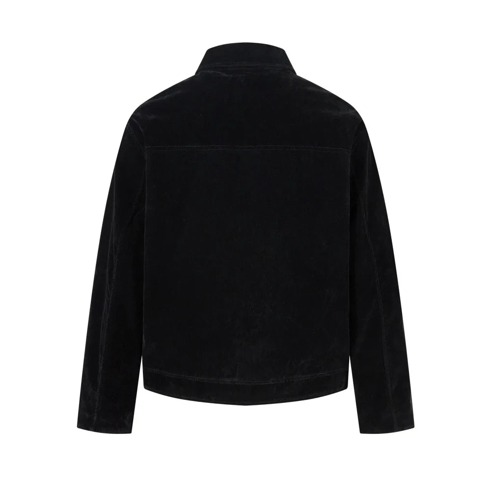 Retro Y2K Spliced Suede Pilot Clip Jacket
