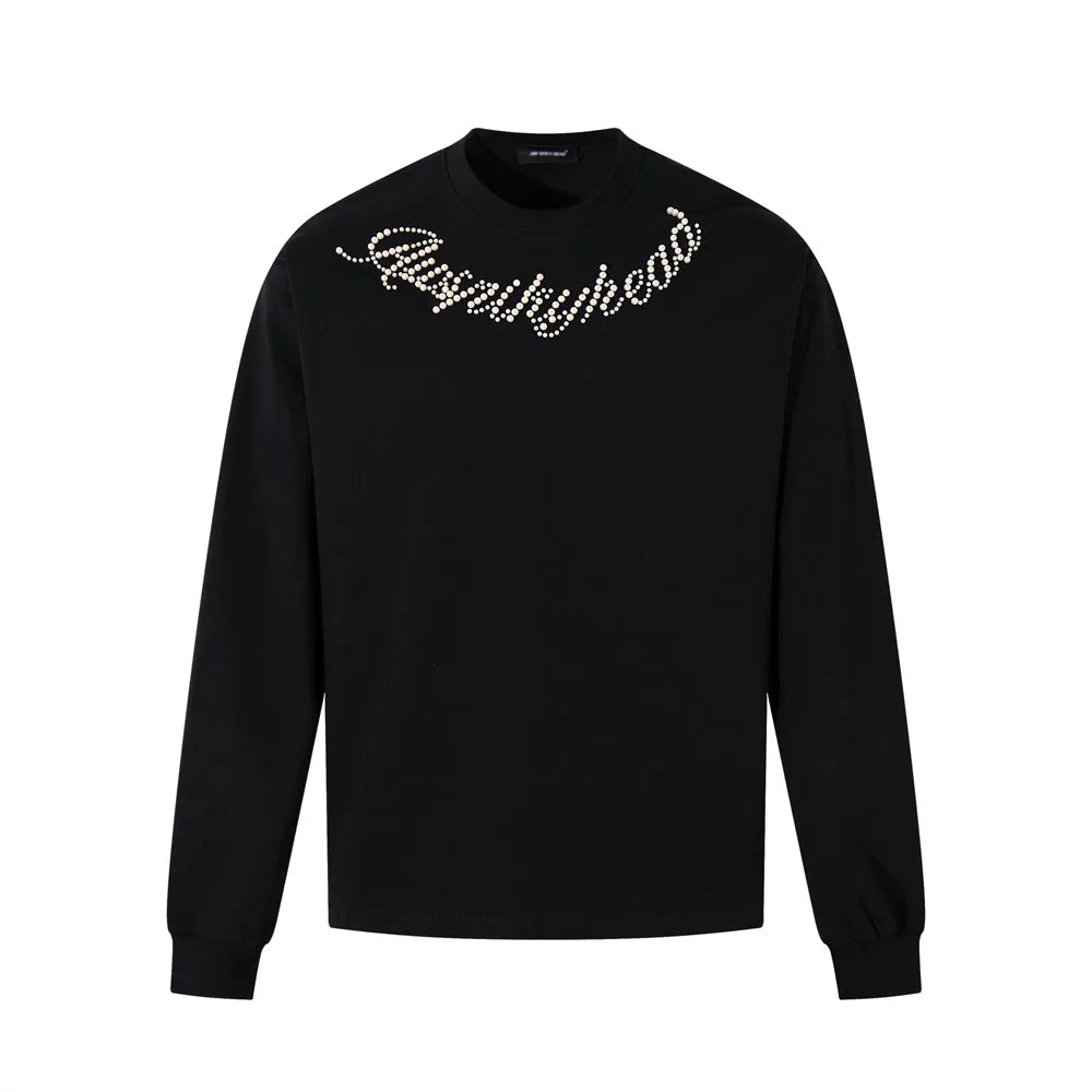 Rhinestone Print Graphic Long Sleeve Top