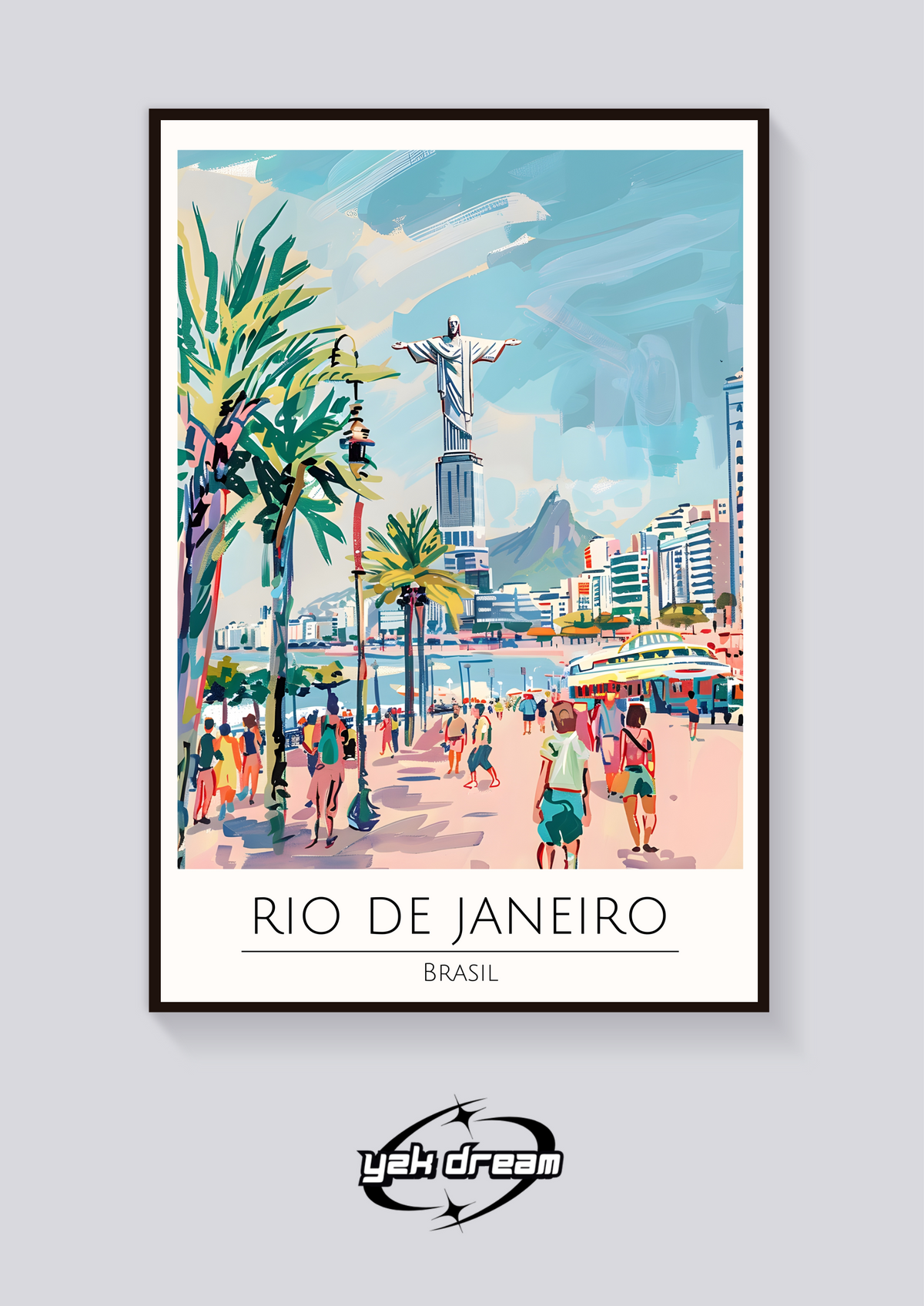 Visit Rio Poster Rio de Janeiro Travel Poster - Christ the Redeemer Wall Art Print