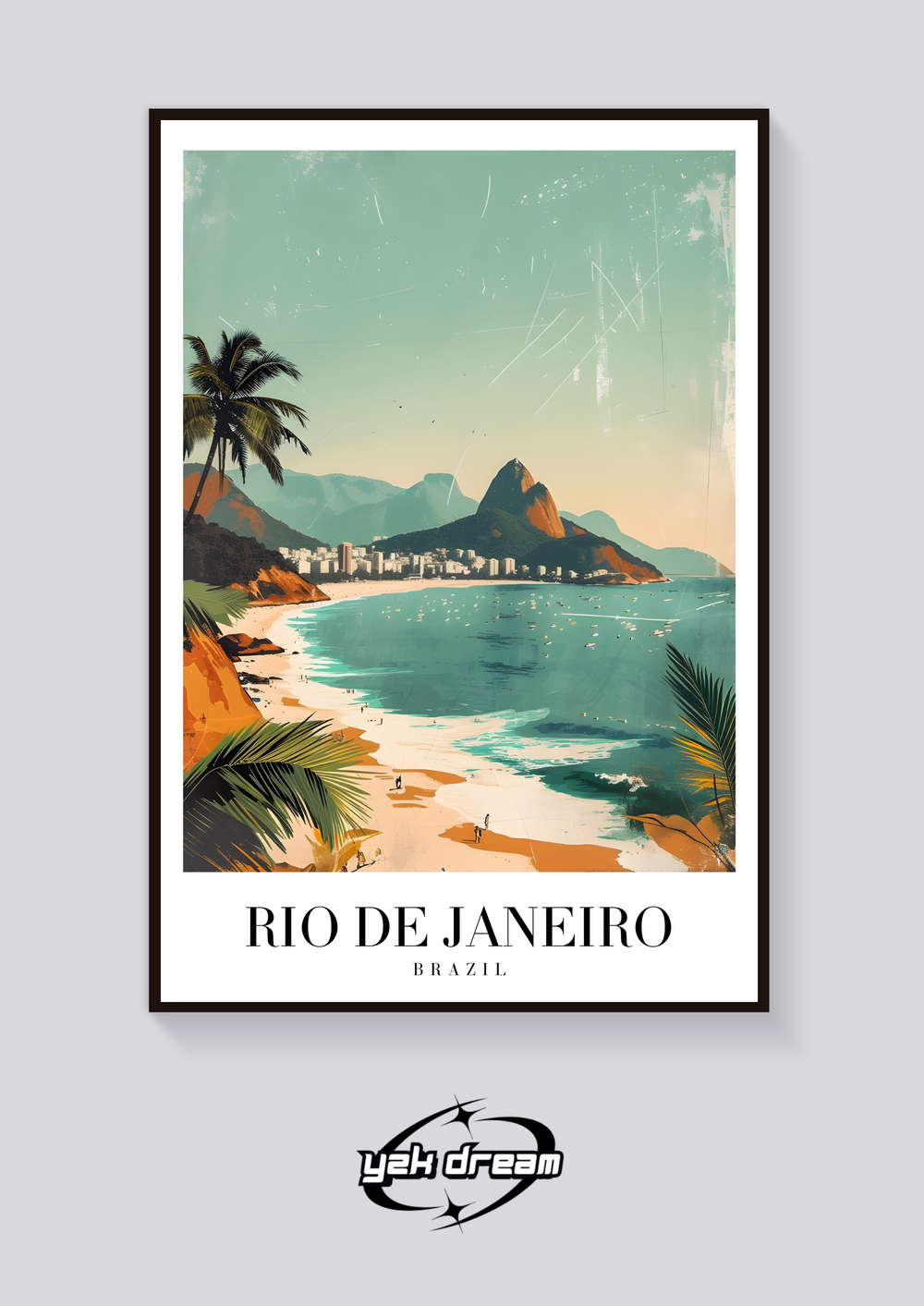 Vintage Rio de Janeiro Travel Poster - Brazil Beach Art Print