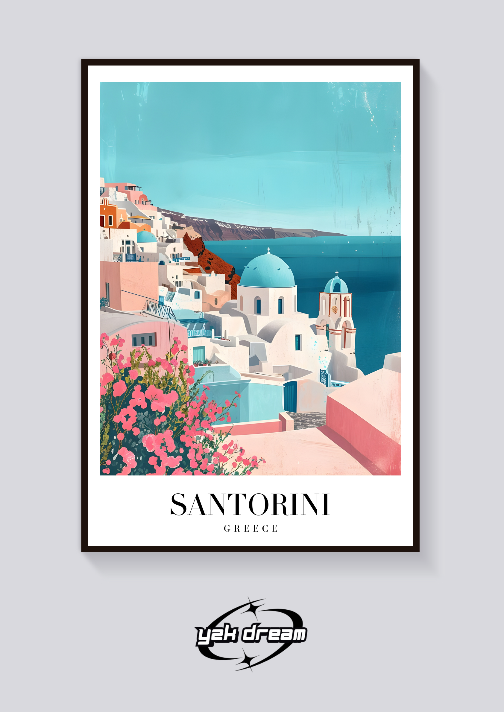 Santorini Blue Domes Poster