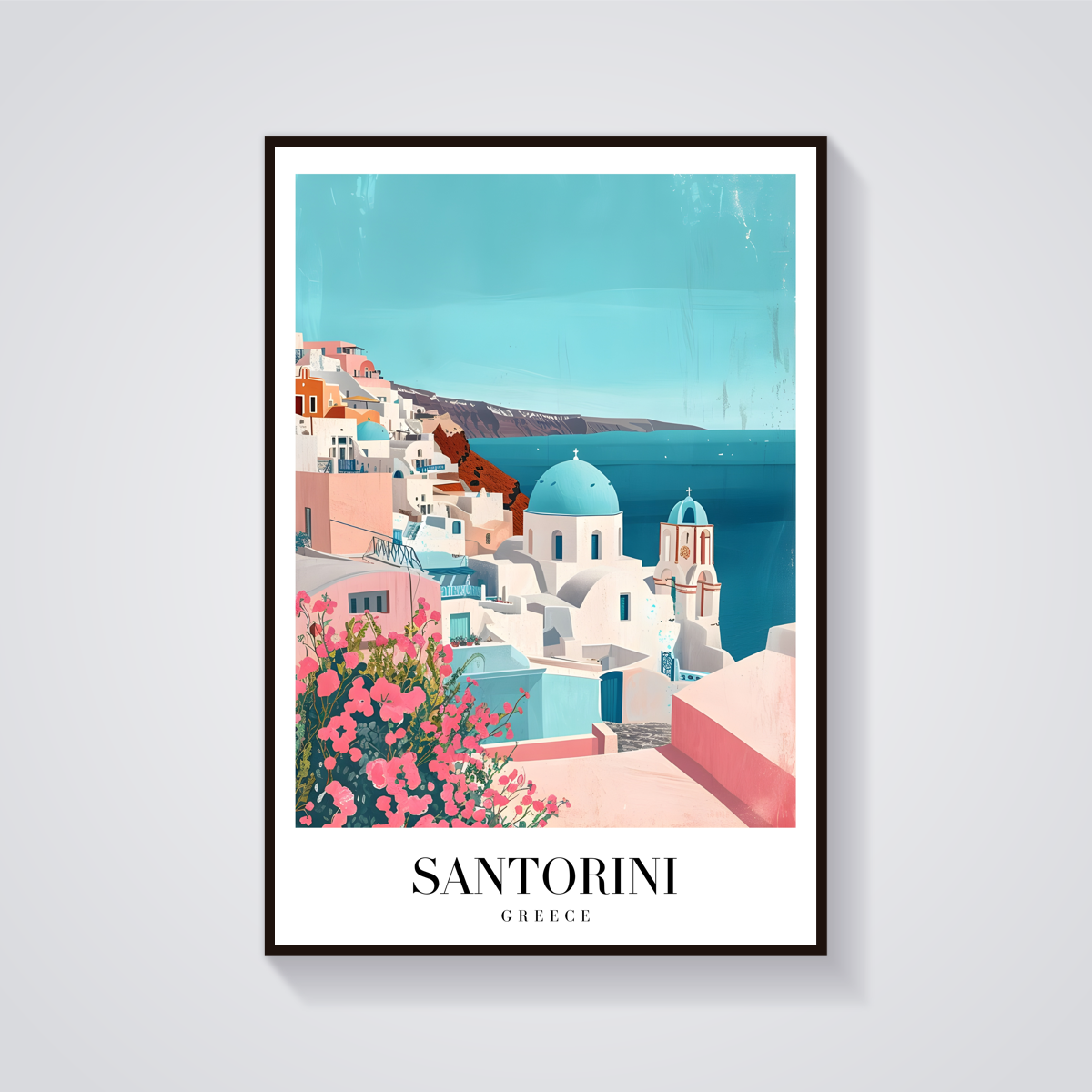 Santorini Blue Domes Poster