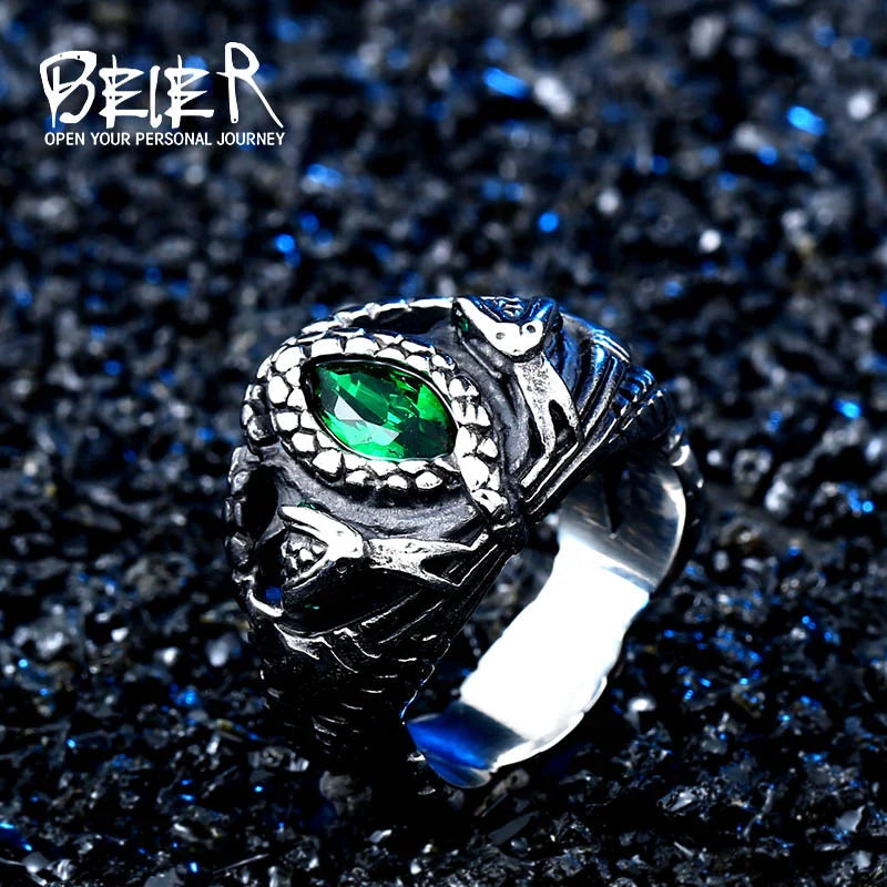 Serpent Snake Gem Ring