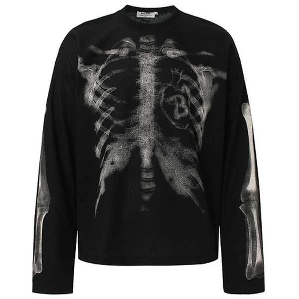 【Y's】Bird Skeleton Long Sleeve Skeleton-X-Ray-Graphic-Long-