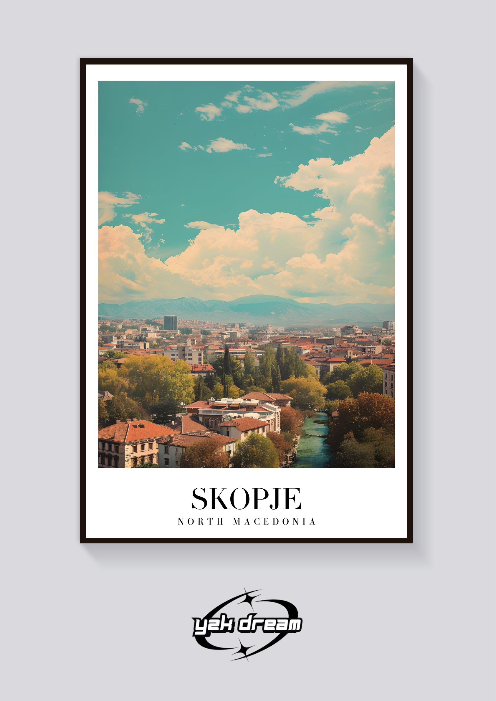 Skopje Vintage Travel Poster