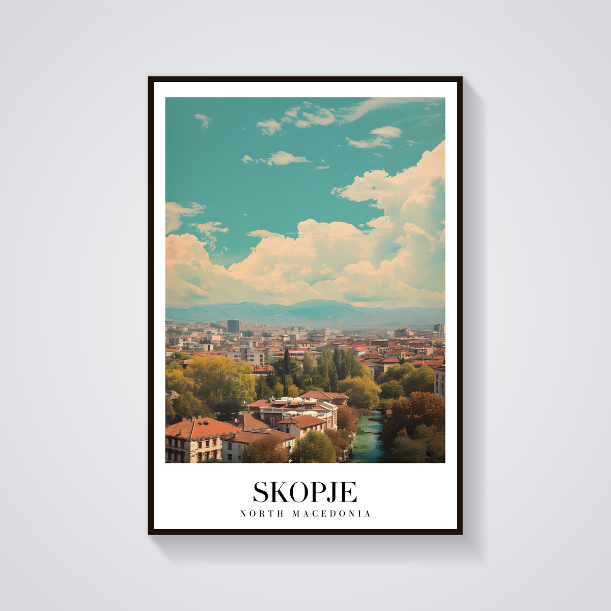 Skopje Vintage Travel Poster