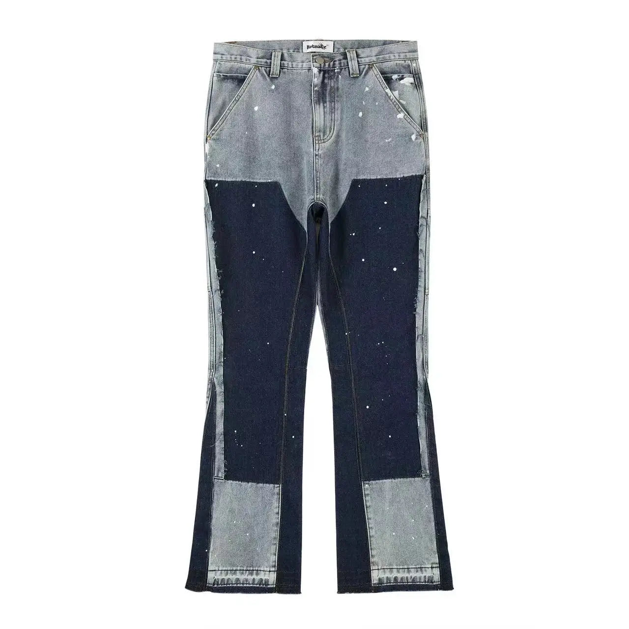 Spliced Speckled Ink Y2K Micro Flare Carpenter Denim Jeans