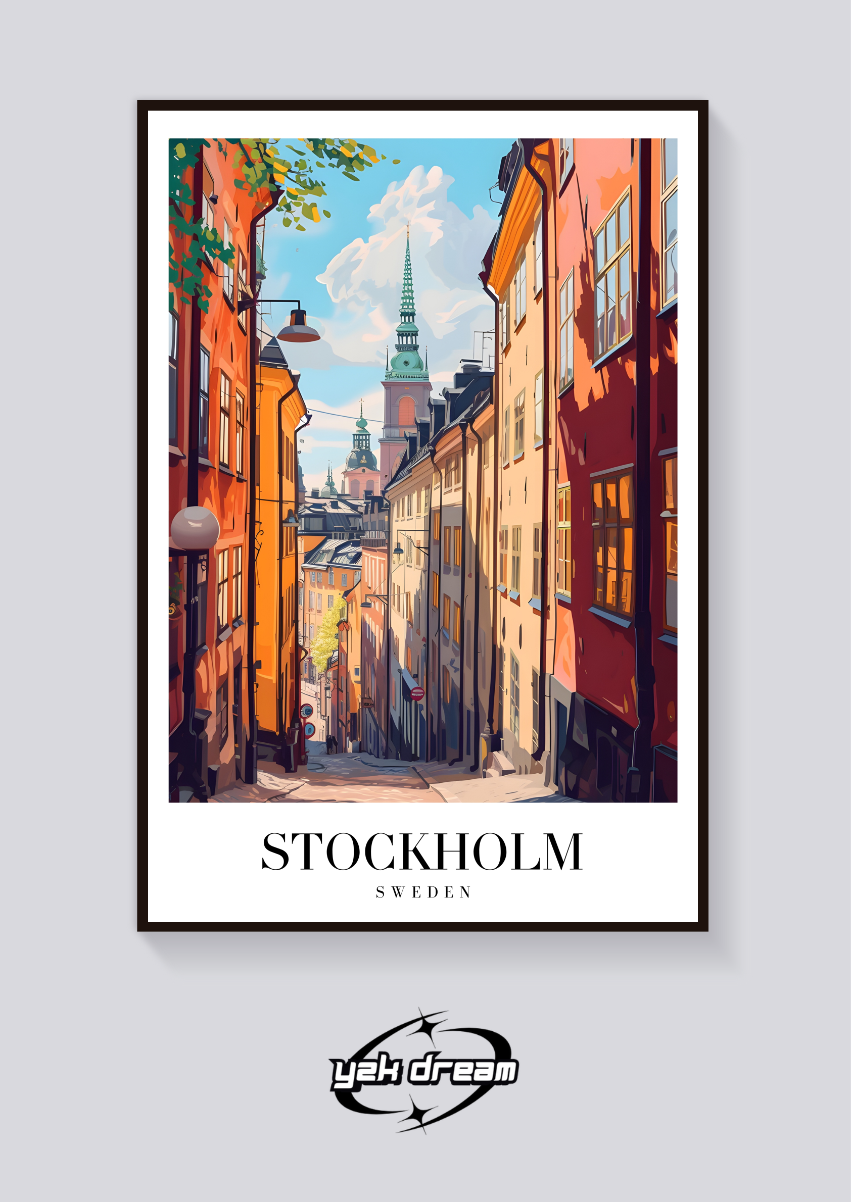 Stockholm Street View Vintage Poster