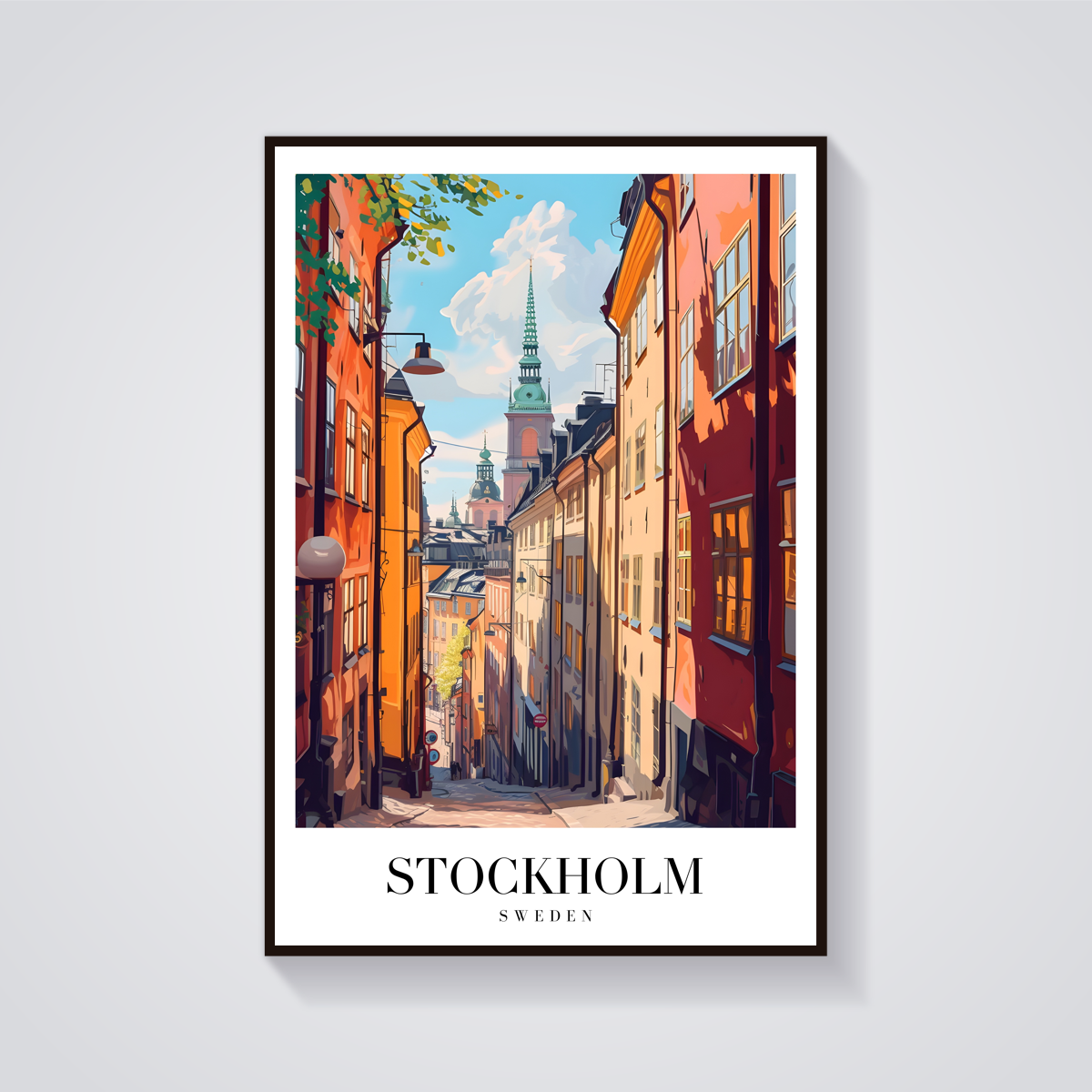 Stockholm Street View Vintage Poster